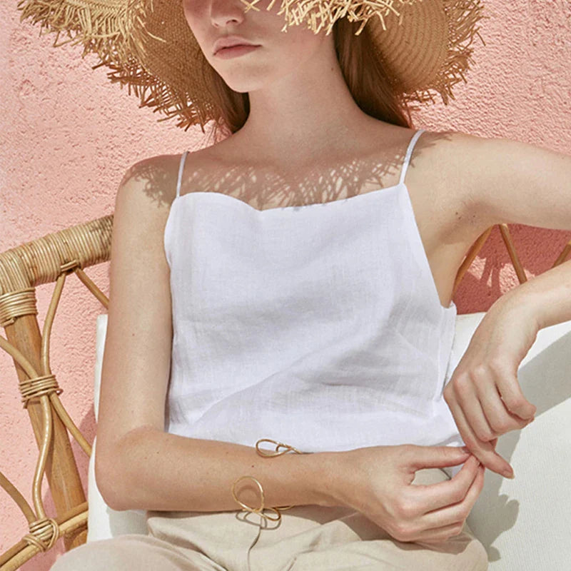 Anna-Berg | Satin-Strap Linen Cami
