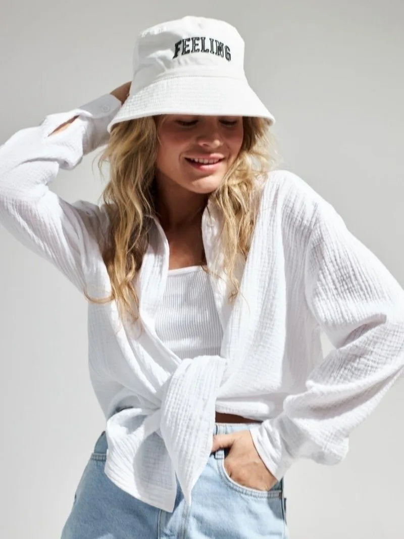 Anna-Berg | White Short-Sleeve Button-Up Cotton Shirt