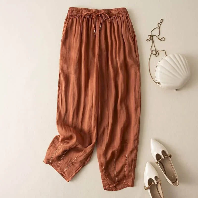 Anna-Berg | Natural High-Waist Wide-Leg Linen Pants