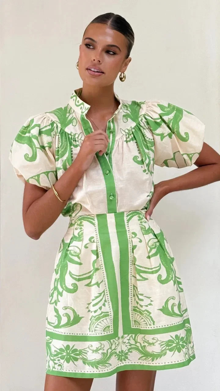 Anna-Berg | Floral Two-Piece Linen Dress