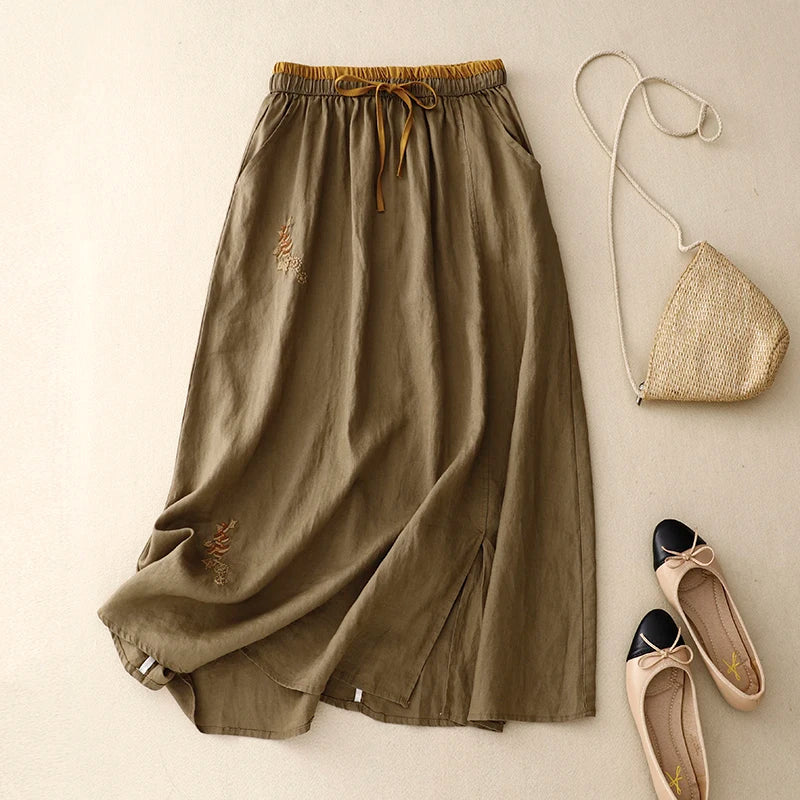 Anna-Berg | High-Waist Linen Skirt