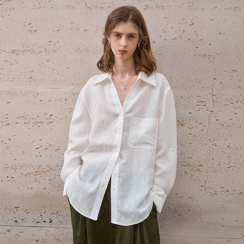 Anna-Berg | White Relaxed Fit Linen Shirt