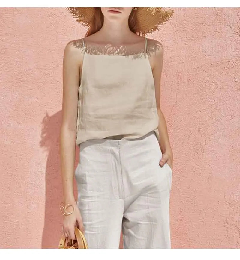 Anna-Berg | Satin-Strap Linen Cami