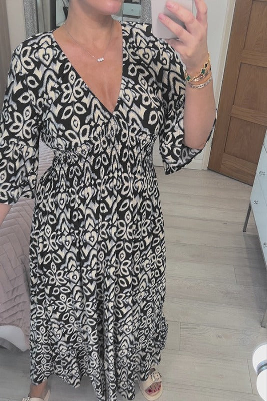 Anna-Berg | Flowing Bohemian Midi Dress By Selene for a Polished Look