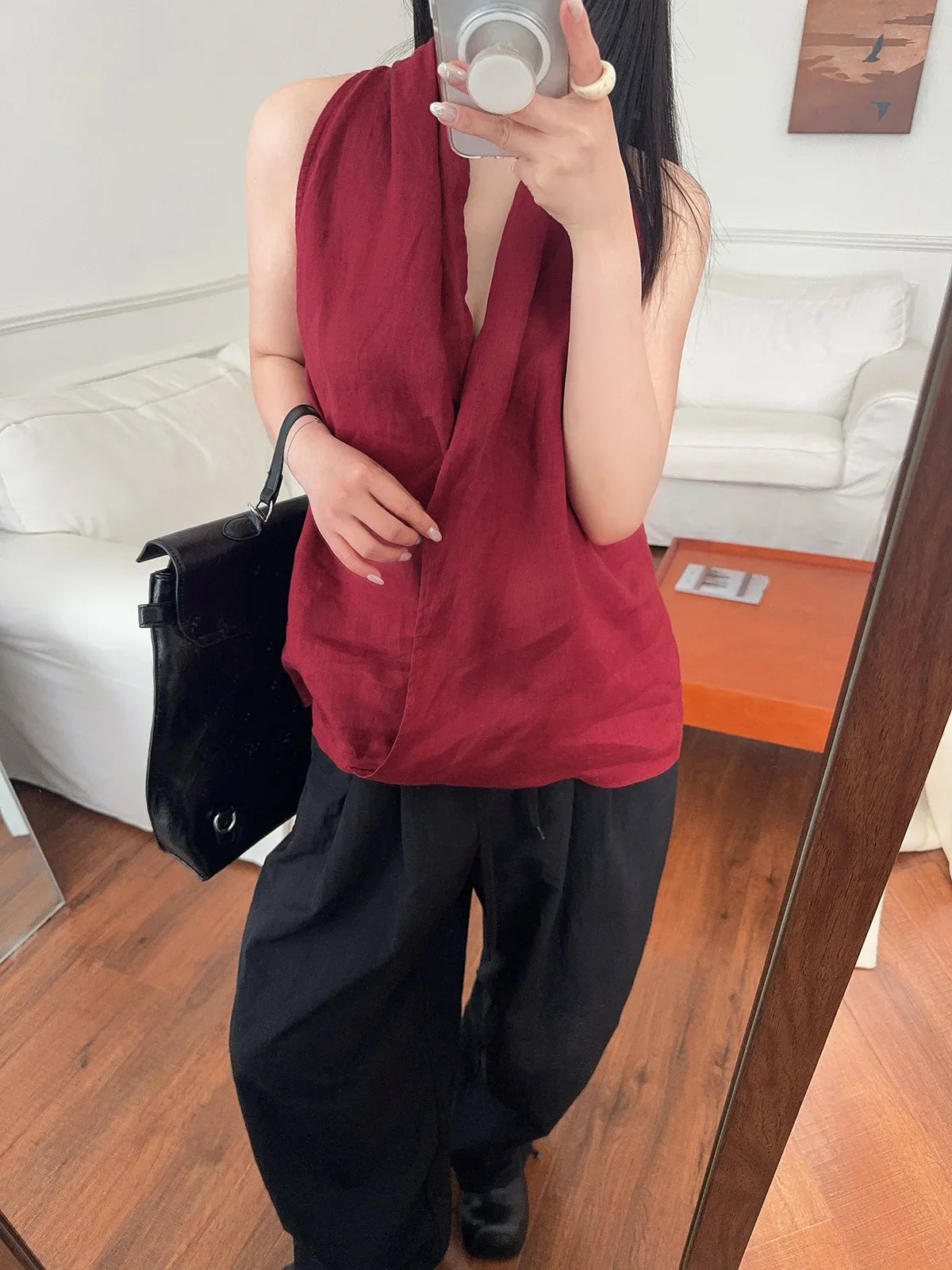 Anna-Berg | Natural Draped Linen Vest
