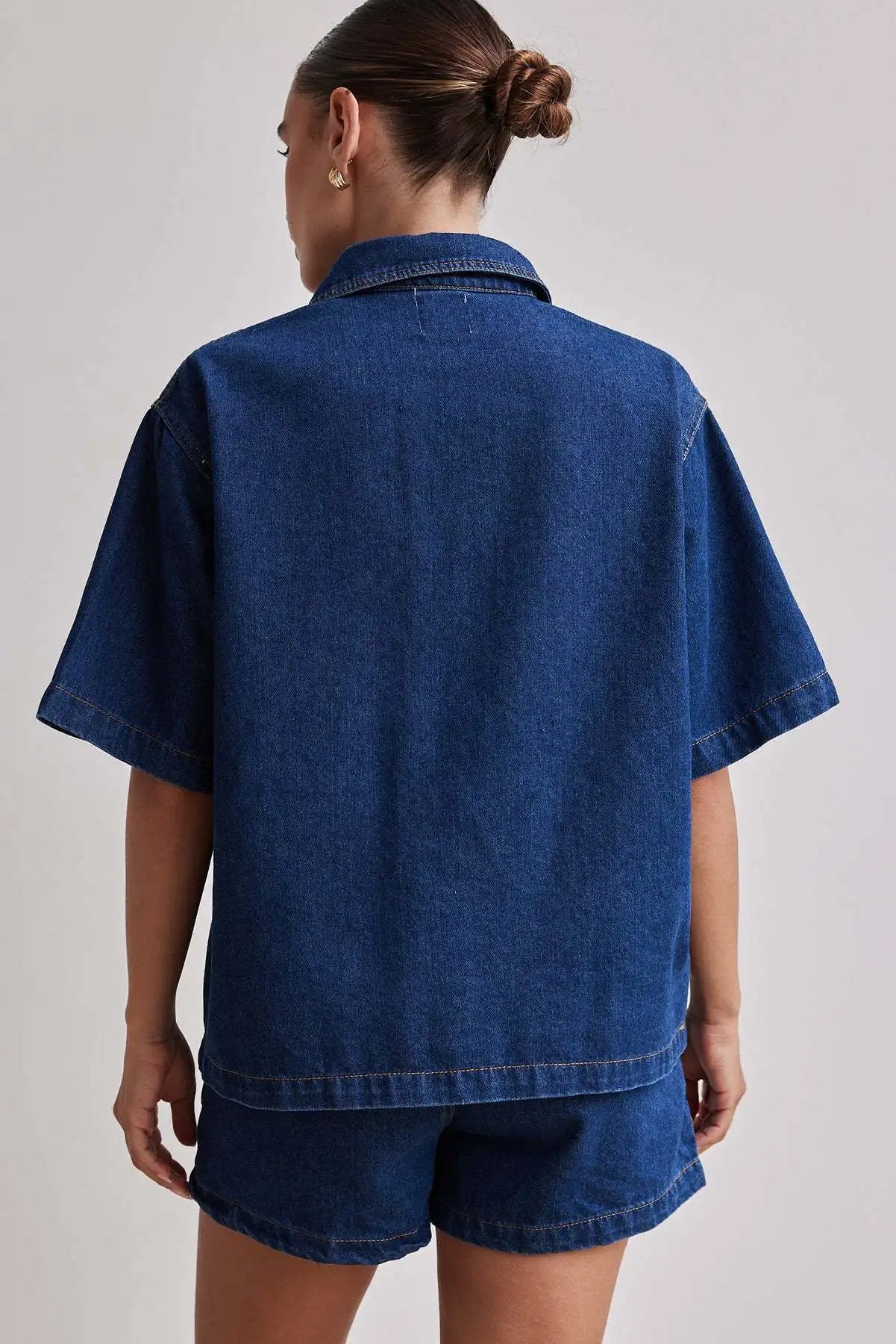 Anna-Berg | Indigo High-Waist Denim Two-Piece Set