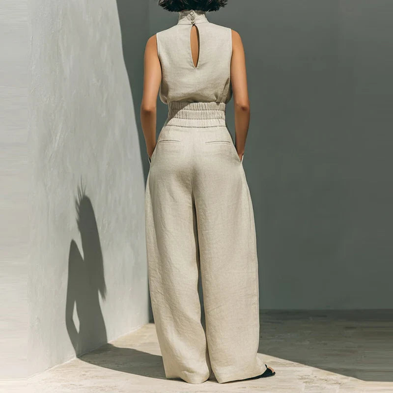 Anna-Berg | Sandstone Relaxed Fit Linen Two-Piece Set