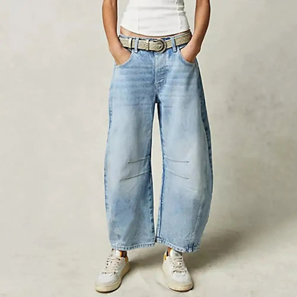 Anna-Berg | Blue Barrel-Leg Denim Jeans