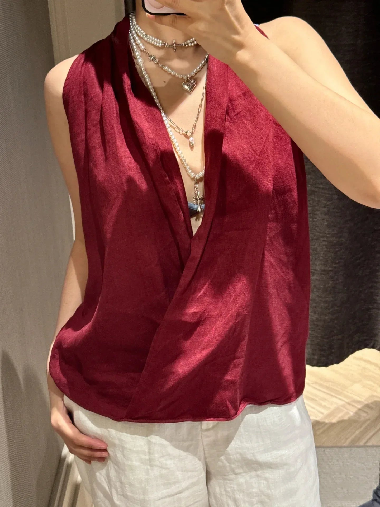 Anna-Berg | Natural Draped Linen Vest