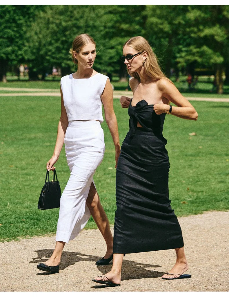 Anna-Berg | Natural Boxy Cropped Linen Top