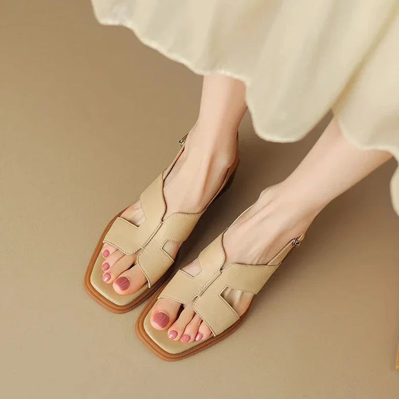 Anna-Berg | Block-Heel Ankle-Strap Leather Sandals