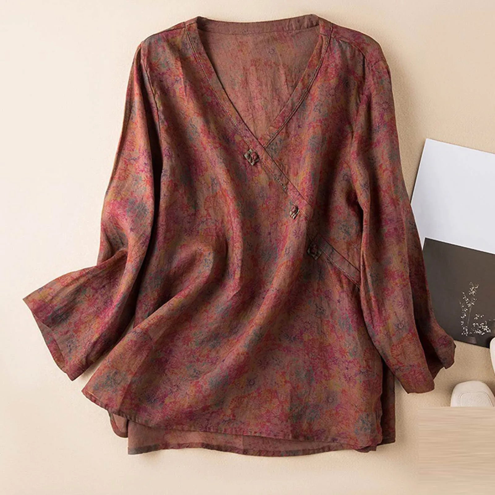 Anna-Berg | Ivory Wrap-Front Silk-Blend Blouse