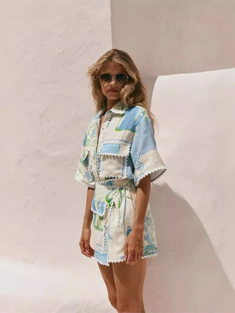 Anna-Berg | Cropped Belted Ribbed Knit Two-Piece Set