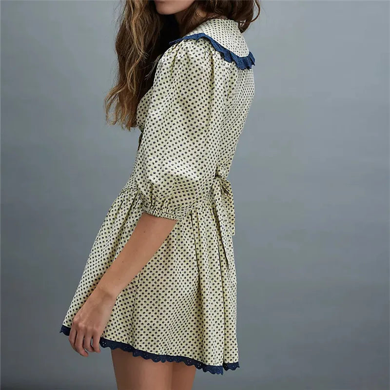 Anna-Berg | Lace-Collar Mini Cotton-Blend Dress