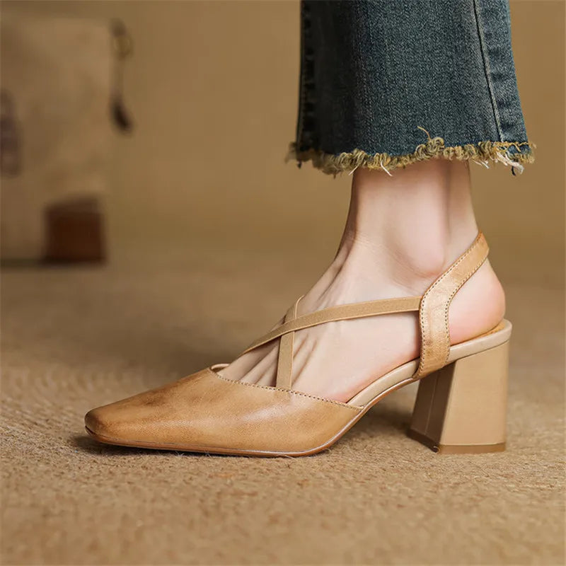 Anna-Berg | Black Pointed Toe Leather Heels