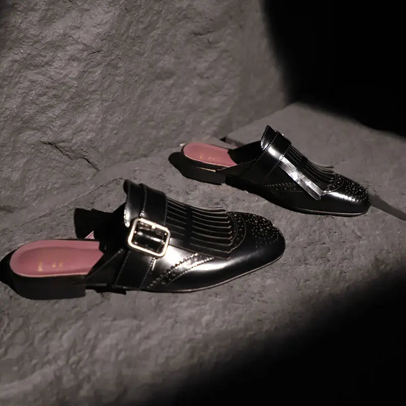 Anna-Berg | Fringe Slip-On Leather Loafers