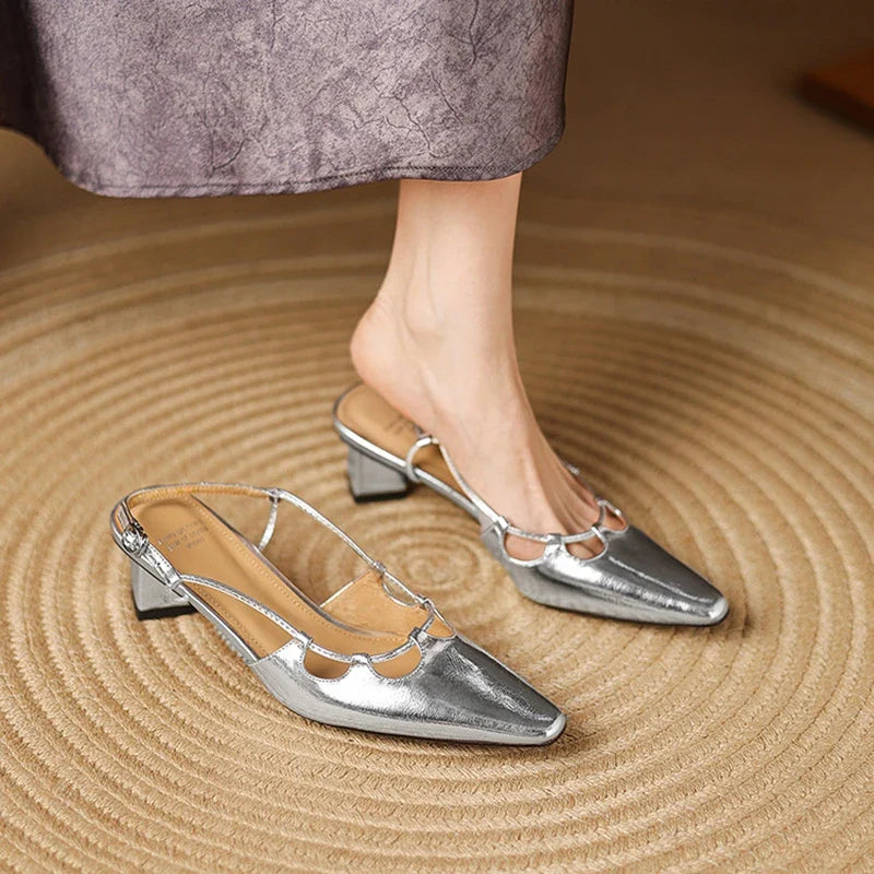 Anna-Berg | Genuine Leather Slingback Heels