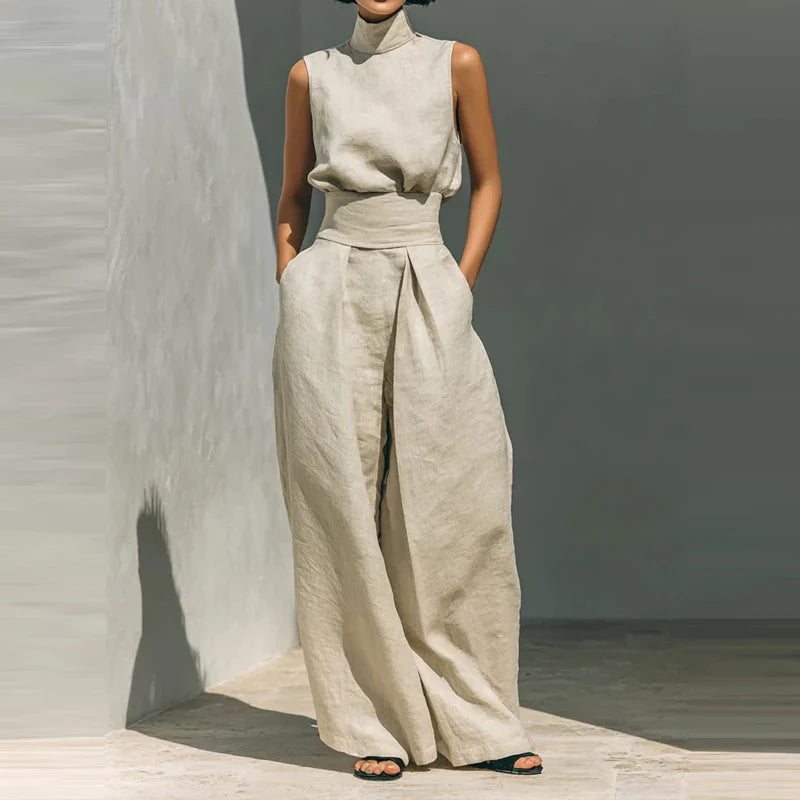 Anna-Berg | Sandstone Relaxed Fit Linen Two-Piece Set