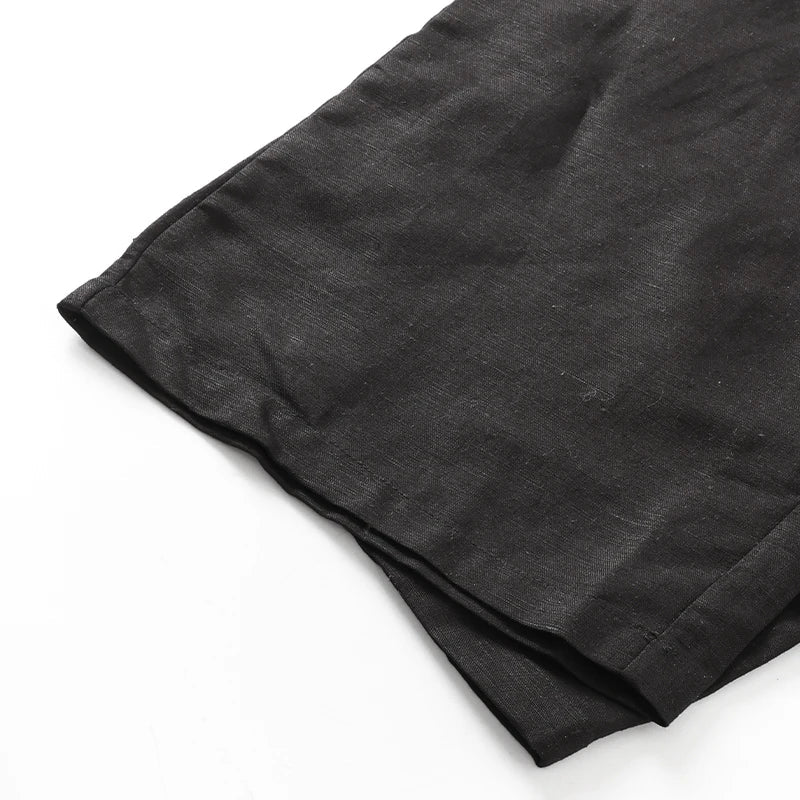 Anna-Berg | Natural Drawstring Waist Relaxed Fit Linen Pant