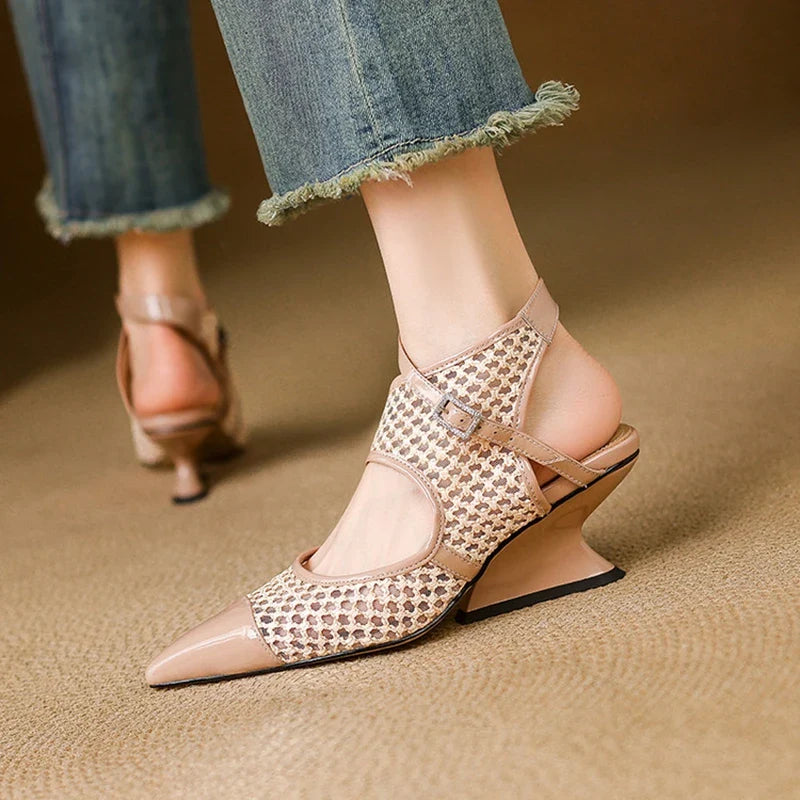 Anna-Berg | Velour Leather Slingbacks