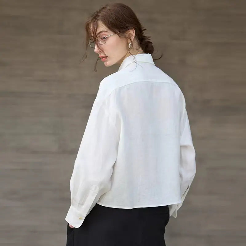 Anna-Berg | Cropped Long-Sleeve Linen Shirt