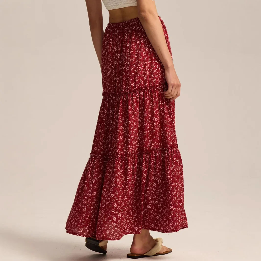Anna-Berg | Sage Tiered Cotton Maxi Skirt