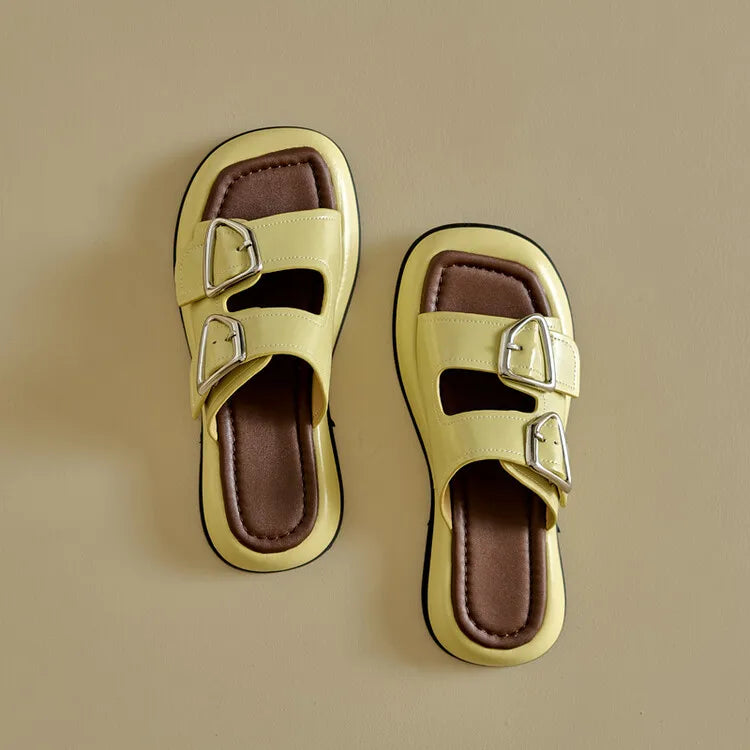 Anna-Berg | Twin-Buckle Slide Sandals
