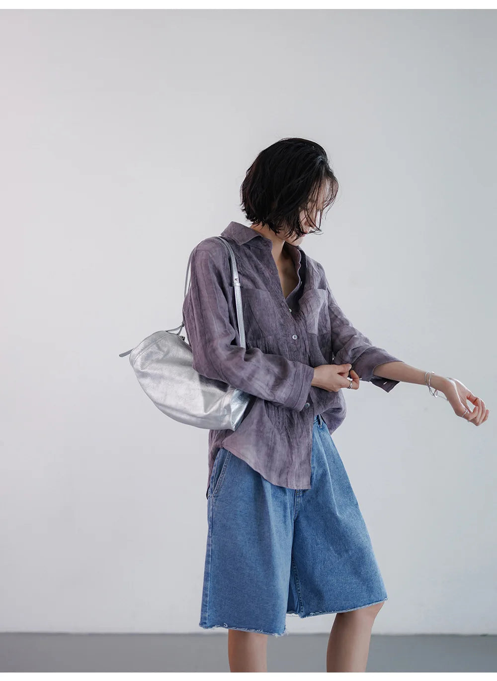 Anna-Berg | Pleated Button-Up Linen Shirt