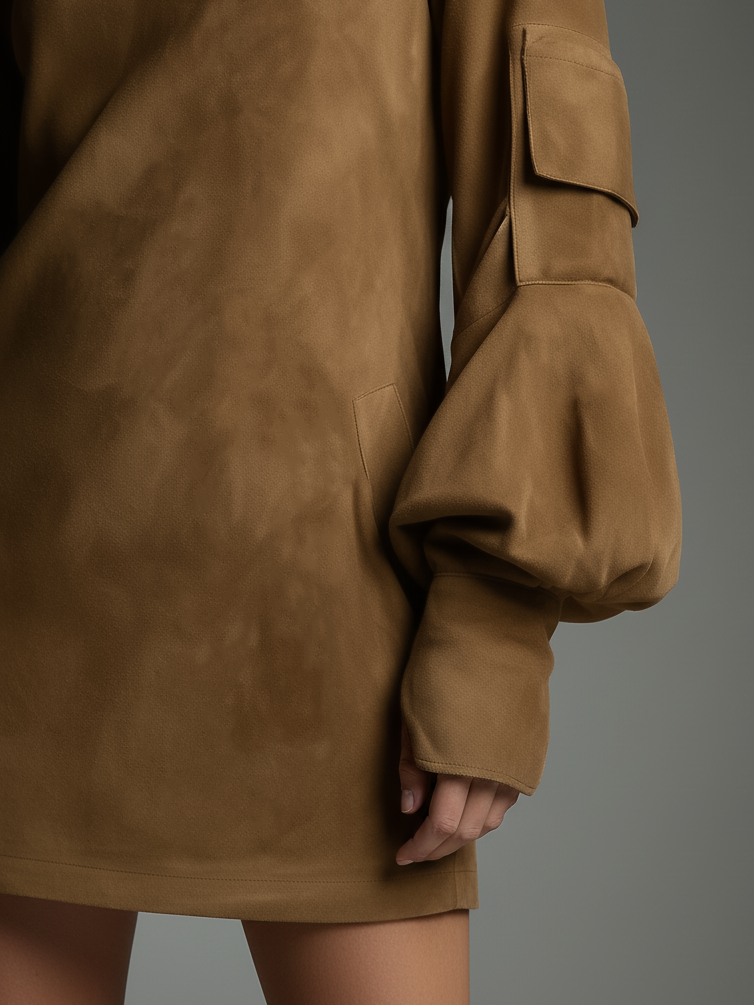 Anna-Berg | Suede Turtleneck Dress