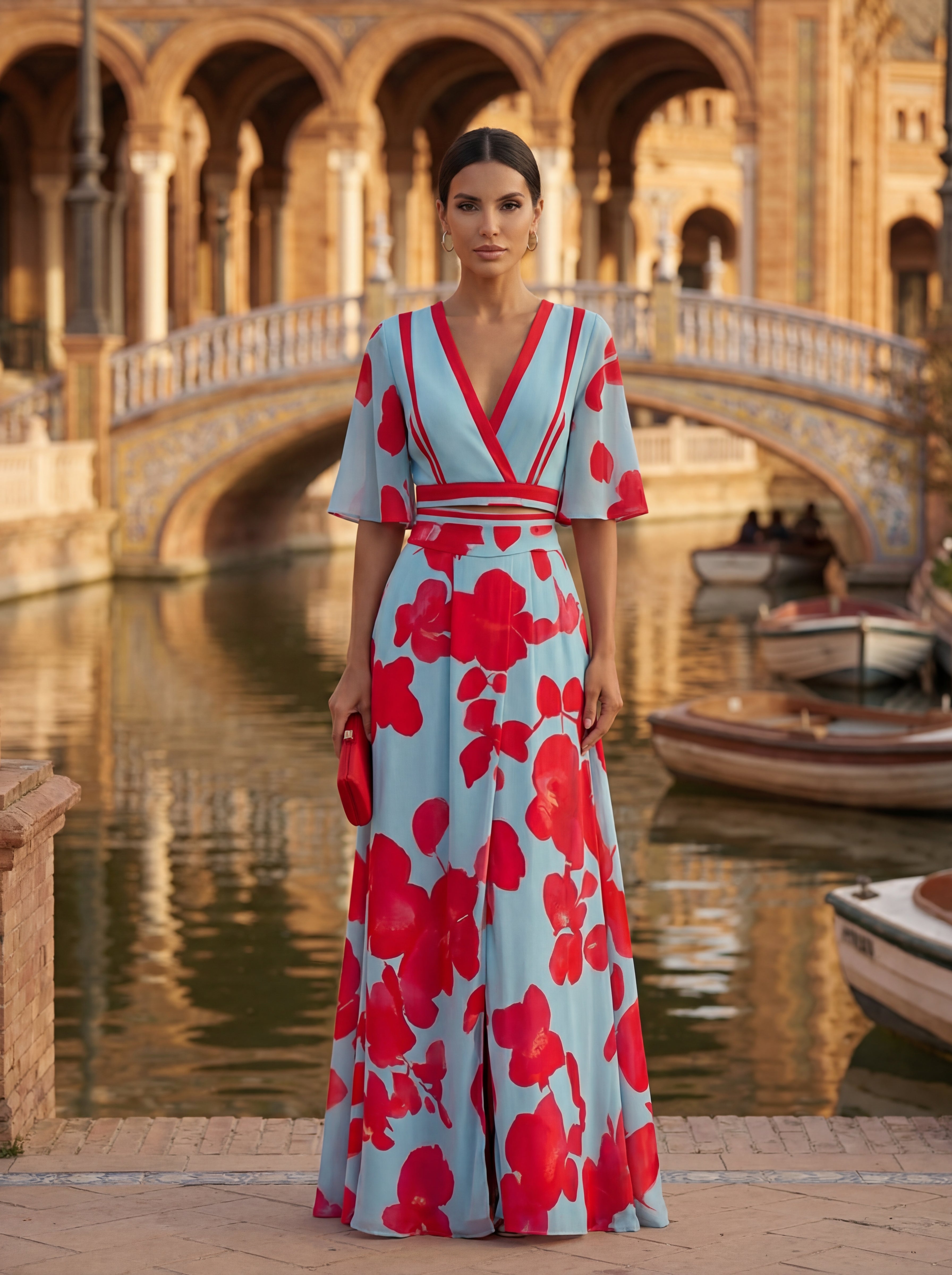 Anna-Berg | Elegant Floral Spring Dress With V-Neck for Every Occasion