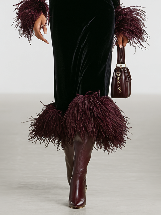 Anna-Berg | Velvet Patchwork Evening Dress