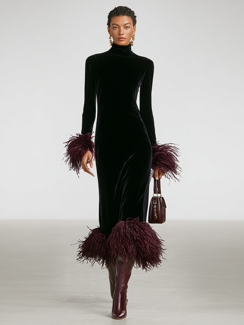 Anna-Berg | Velvet Patchwork Evening Dress