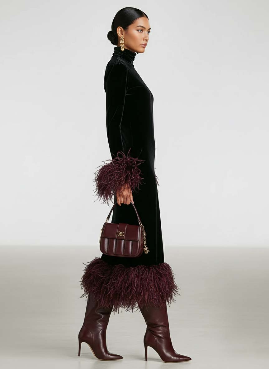 Anna-Berg | Velvet Patchwork Evening Dress