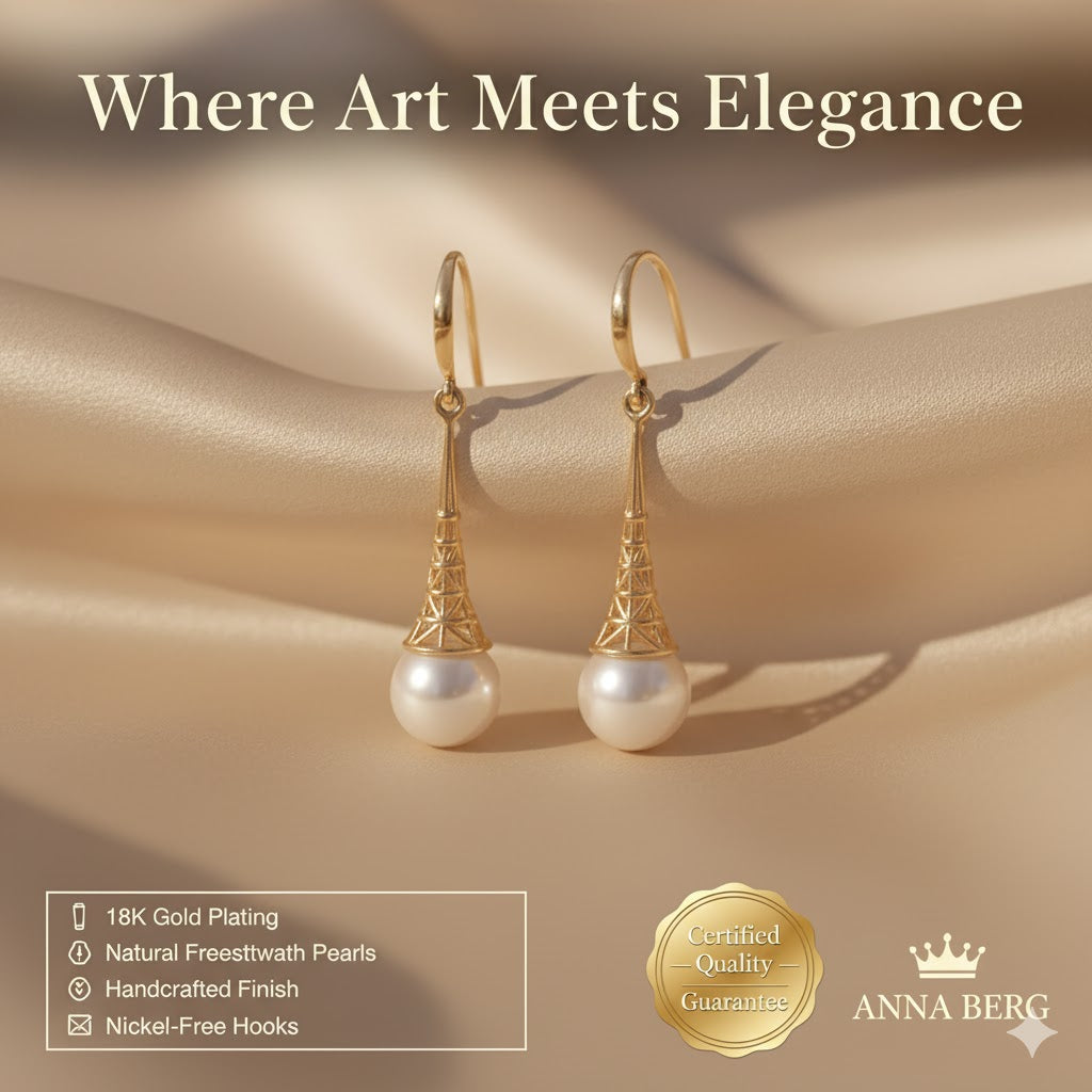 Vintage Pearl Earrings in Gold