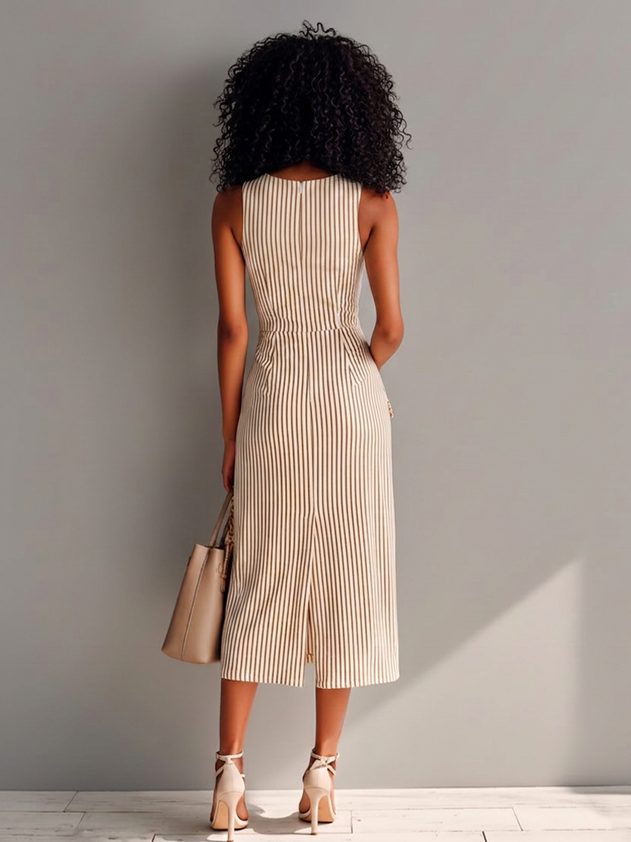 Anna-Berg | White Cotton Striped Dress