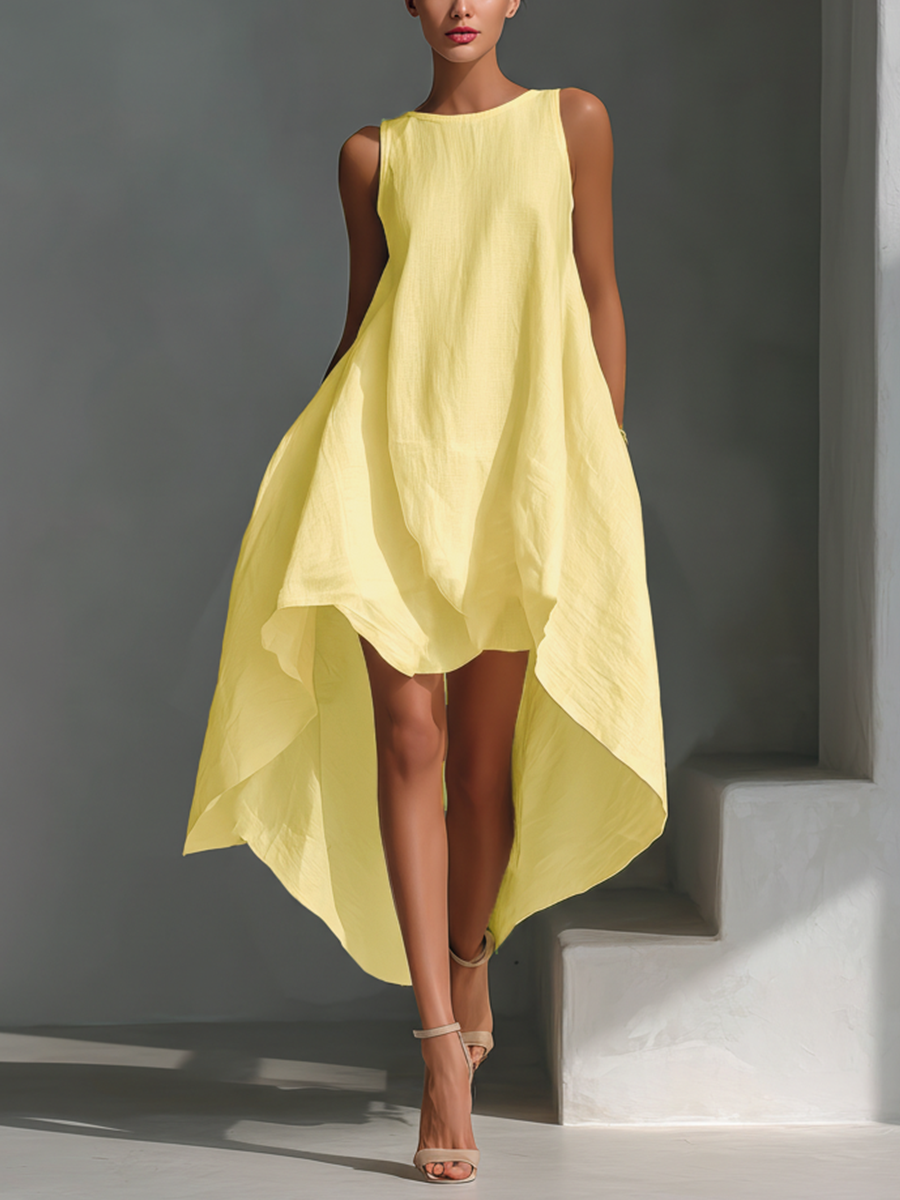 Anna-Berg | White Linen Sleeveless Dress