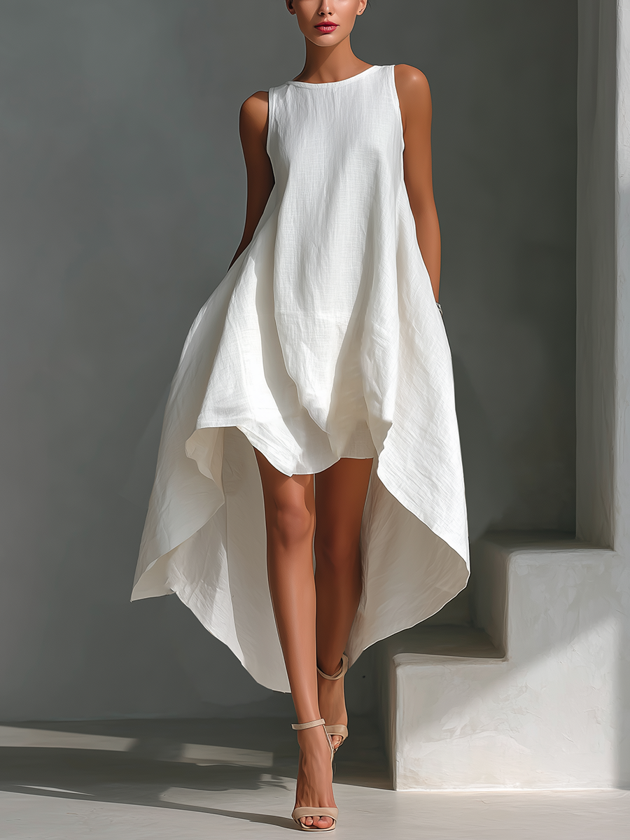 Anna-Berg | White Linen Sleeveless Dress