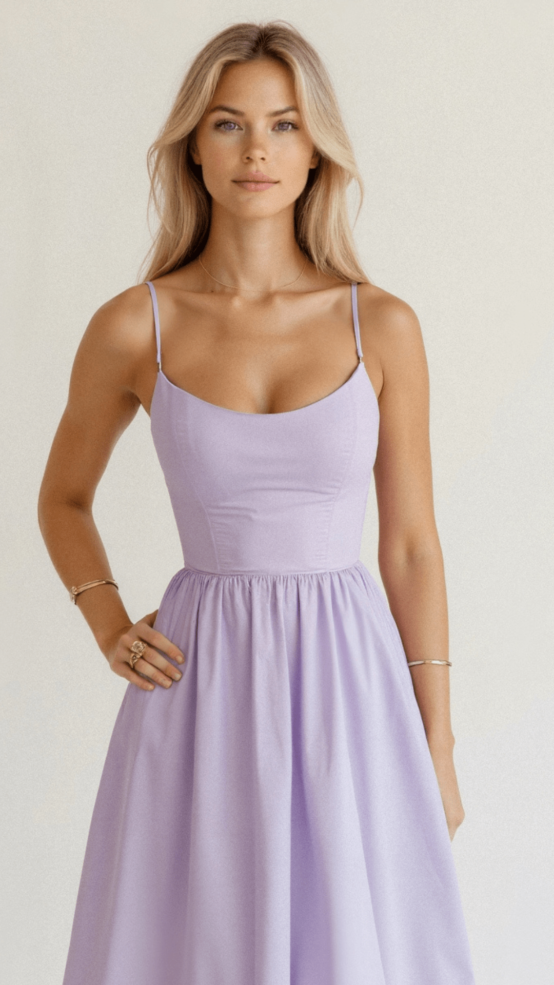 Anna-Berg | A-Line Midi Dress – Spaghetti Straps – Flowing Design – Elegant Fit