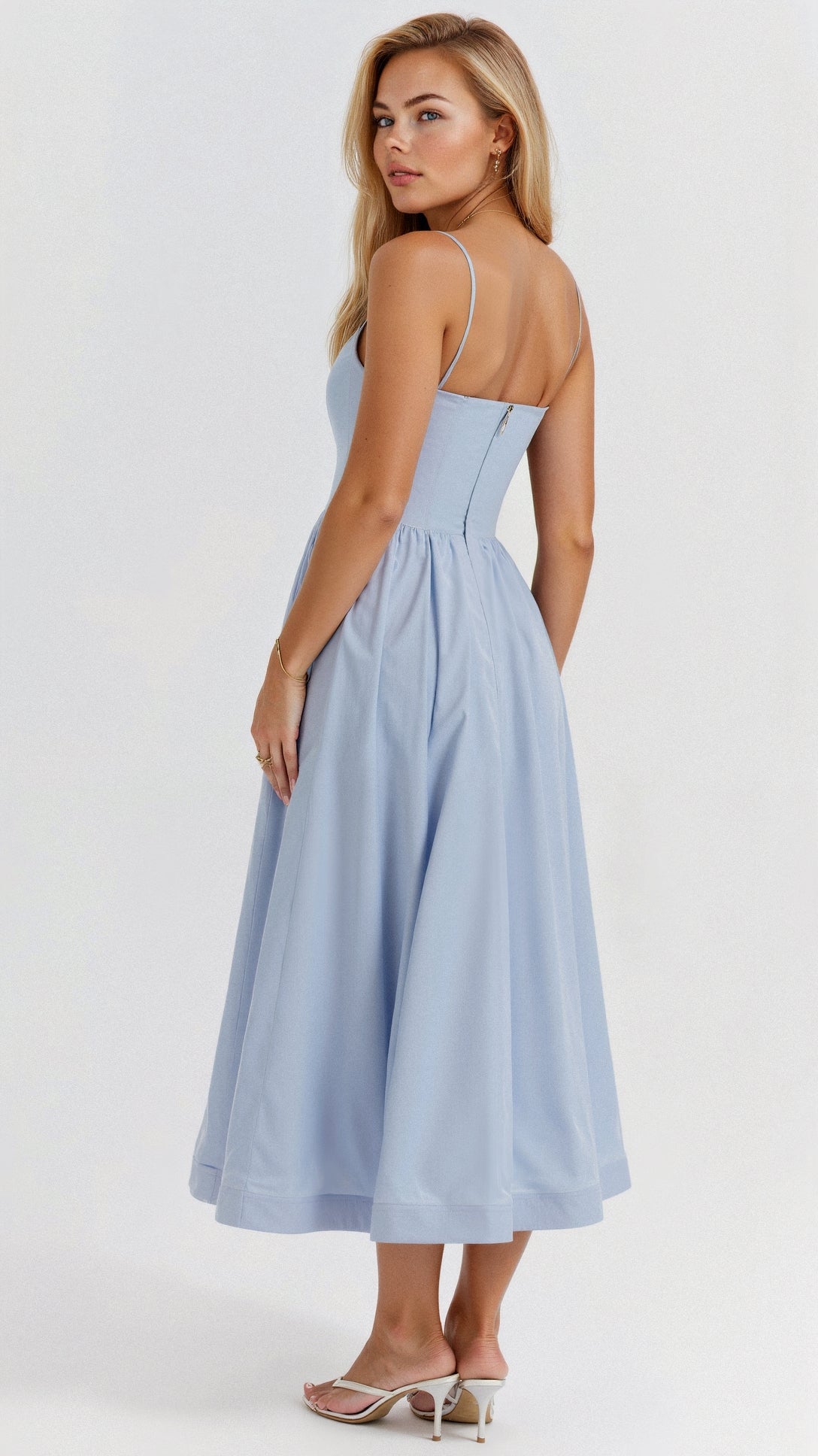 Anna-Berg | A-Line Midi Dress – Spaghetti Straps – Flowing Design – Elegant Fit