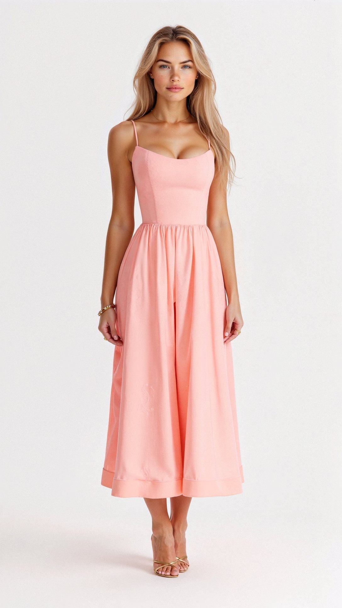 Anna-Berg | A-Line Midi Dress Spaghetti Straps Flowing Design Elegant Fit Anna-Berg | A-Line Midi Dress Spaghetti Straps Flowing Design Elegant Fit
