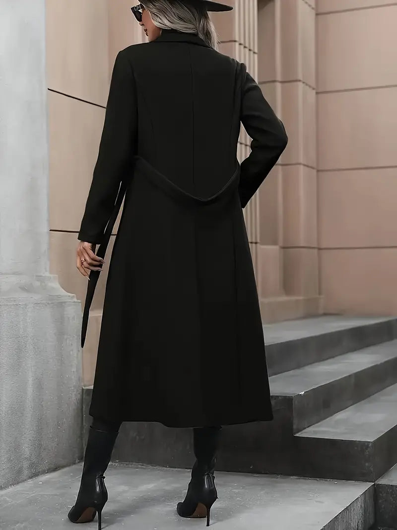 Anna-Berg | Trench Coat - Black, Belted, Tailored Fit