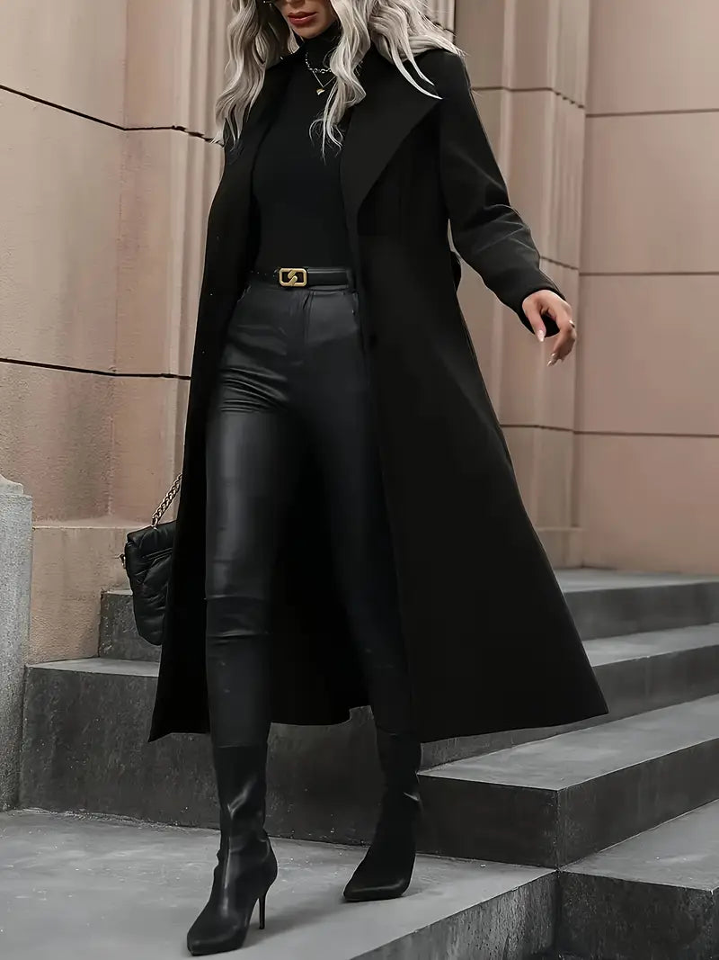 Anna-Berg | Trench Coat - Black, Belted, Tailored Fit