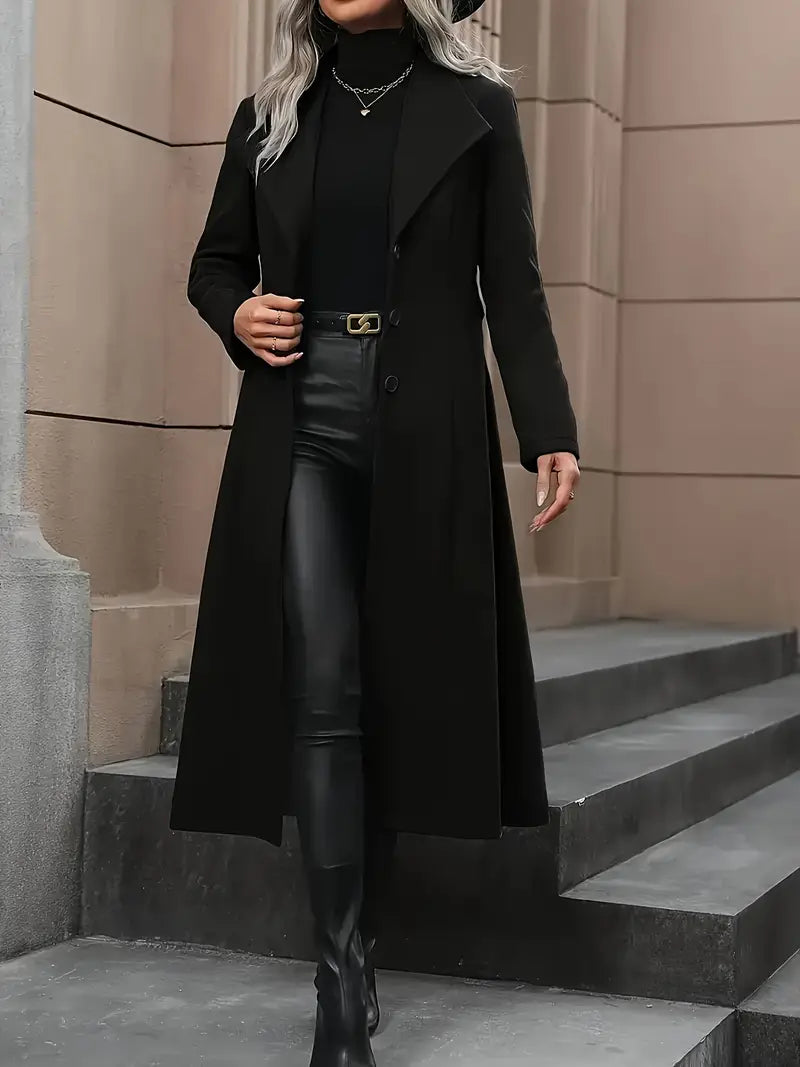 Anna-Berg | Trench Coat - Black, Belted, Tailored Fit