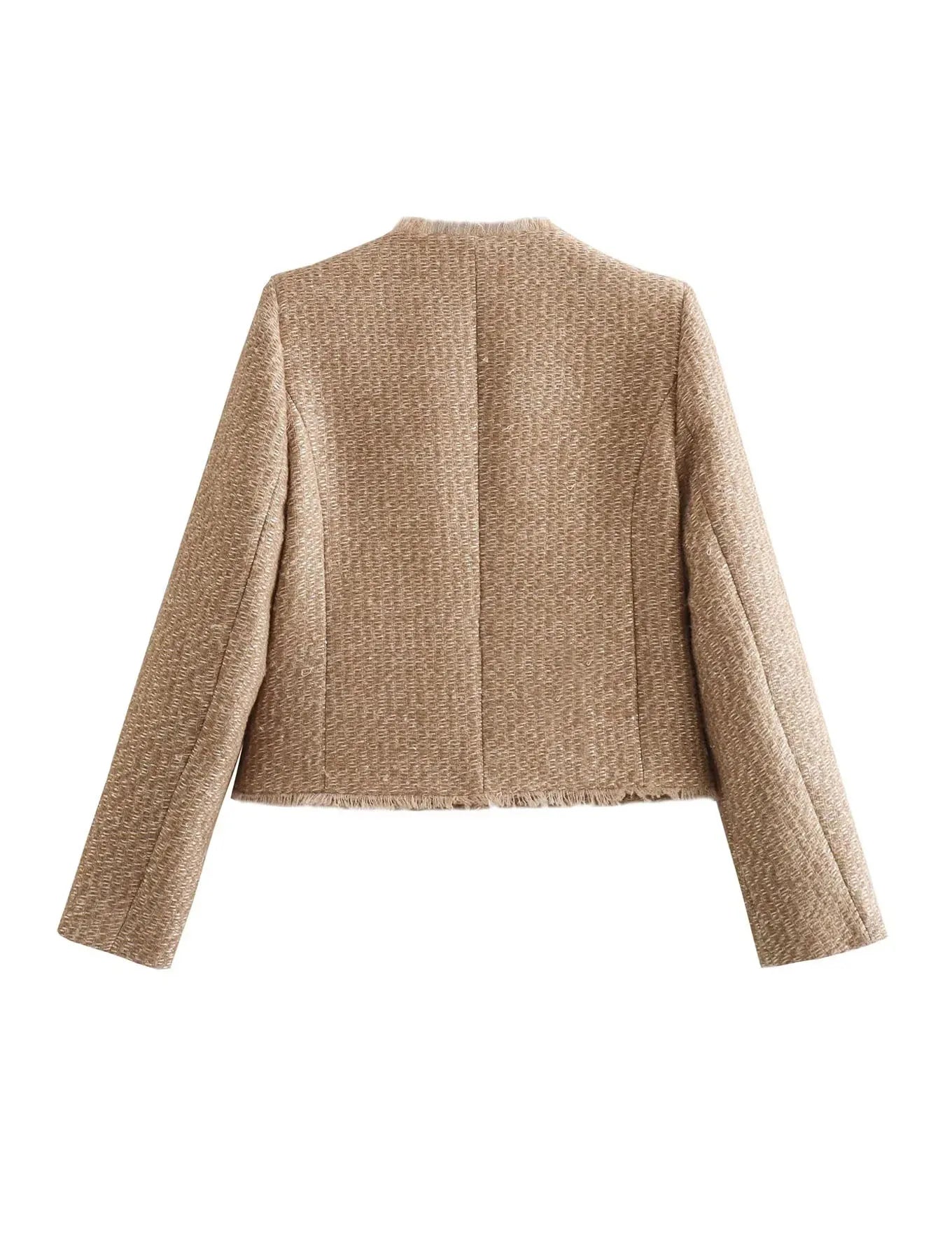 Anna-Berg | Blazer Jacket - Collarless, Gold Buttons, Four Pockets