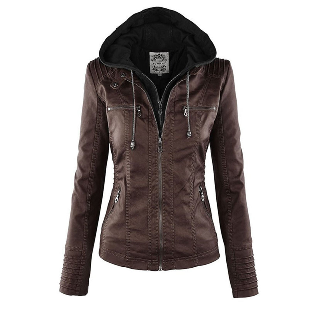 Anna-Berg | Zip-Up Jacket - Brown, Hooded, Casual