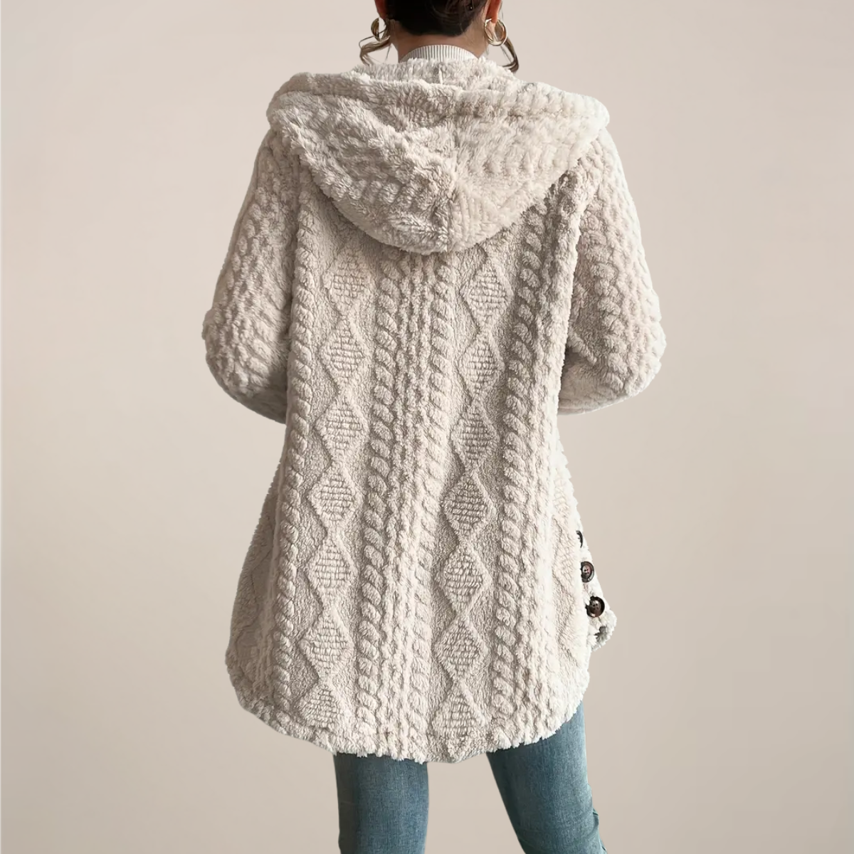Anna-Berg | Hooded Jacquard Plush Coat