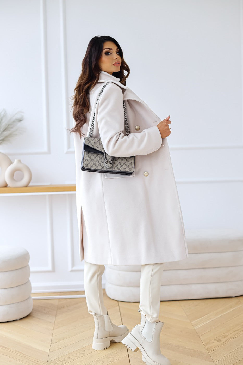 Anna-Berg | Double-Breasted Long Coat - Tailored Winter Coat
