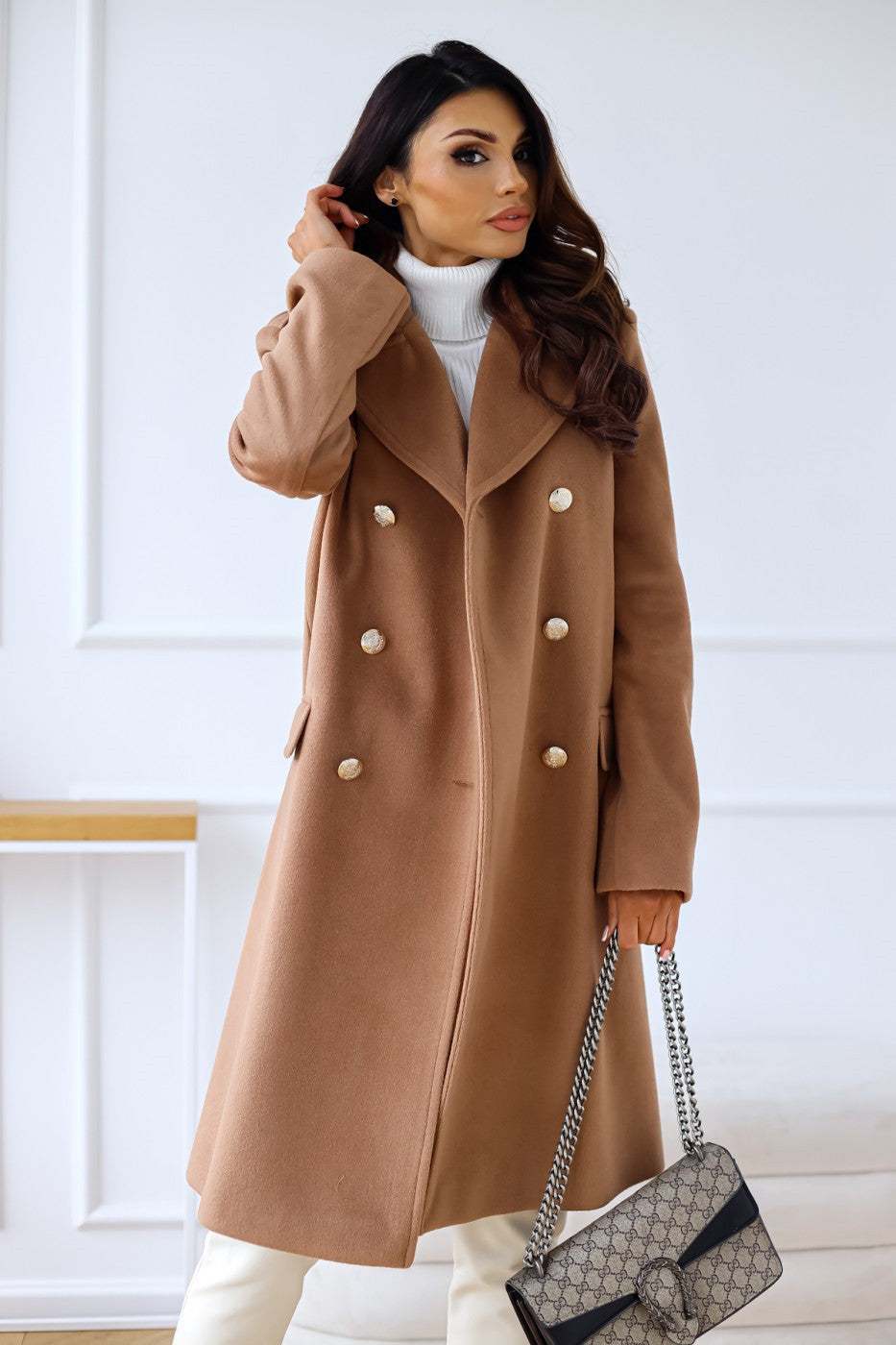 Anna-Berg | Double-Breasted Long Coat - Tailored Winter Coat