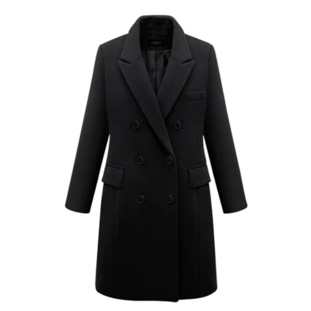 Anna-Berg | Double-Breasted Long Coat, Tailored Lapels