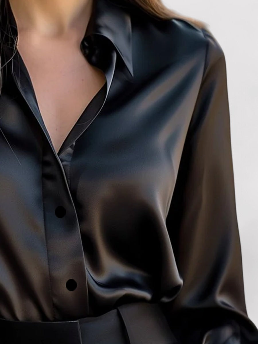 Anna-Berg | Satin Long Sleeve Blouse